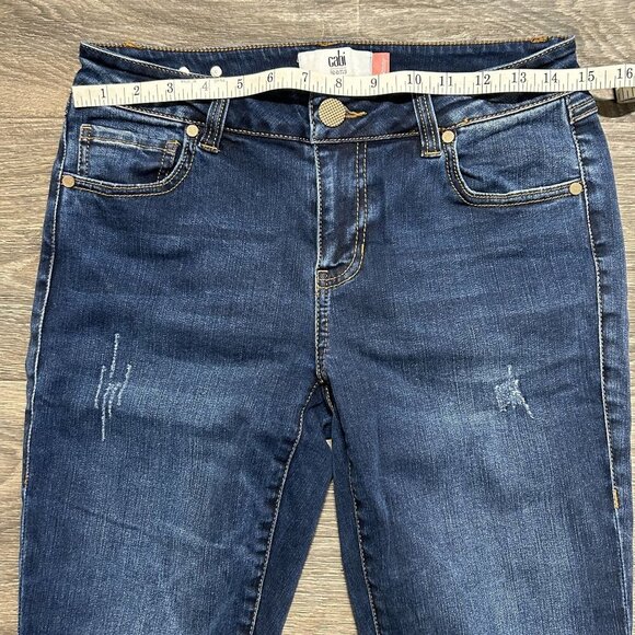 CAbi Jeans Size 4 Style 3752 Original Wash Skinny Denim Dark Wash Distressed - Picture 8 of 12